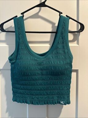 Joy Lab teal Smocked Cropped Tank Top